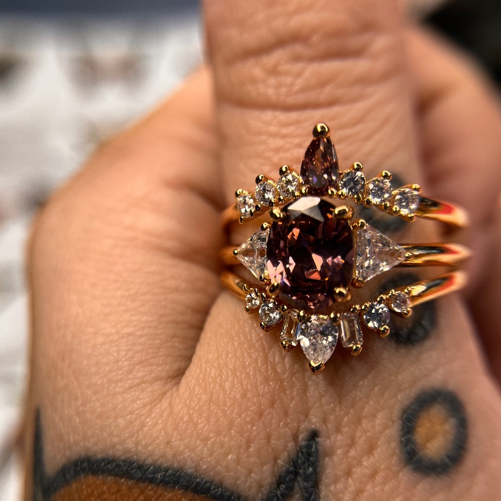 Bomb Party "Nothing But Beauty" Light Rhodolite Cubic Zirconia + Rose Gold Plati